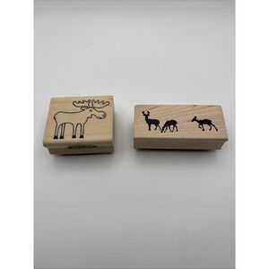 A Muse Artstamps Art Impressions Wood Mount Rubber Stamps Moose Deer Animals